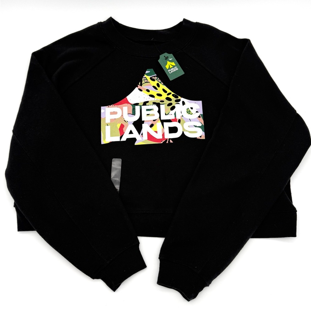 NWT New Public Lands Women's Logo Fleece Raglan Shirt Medium M Black Sweatshirt - Picture 4 of 6